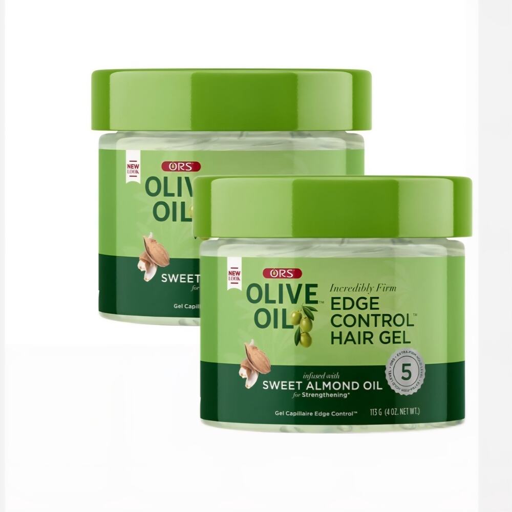 2-Pack ORS Olive Oil Edge Control Hair Gel Sweet Almond Oil 4oz Each Extra Hold
